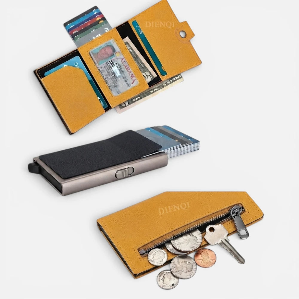 Porte-Cartes Éjectable avec Emplacement AirTag et Anti-RFID