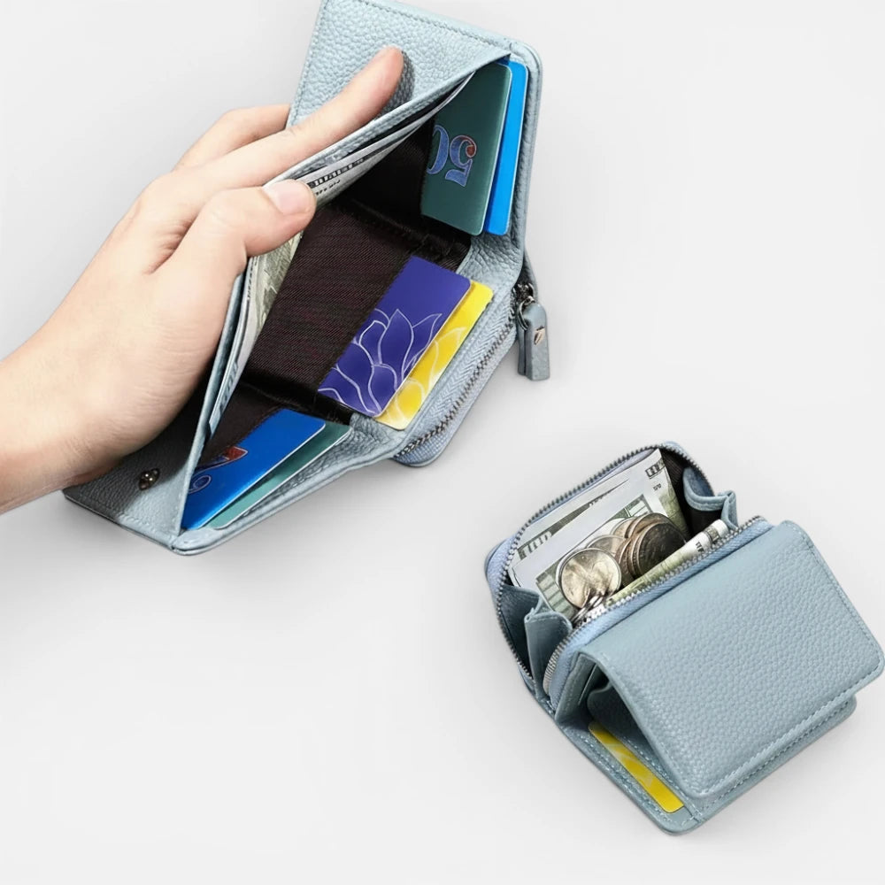 Portefeuille Multi-Compartiment En Cuir