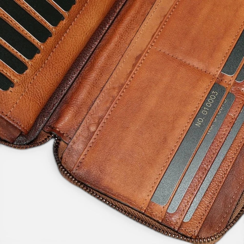 Portefeuille Chéquier En Cuir Vintage