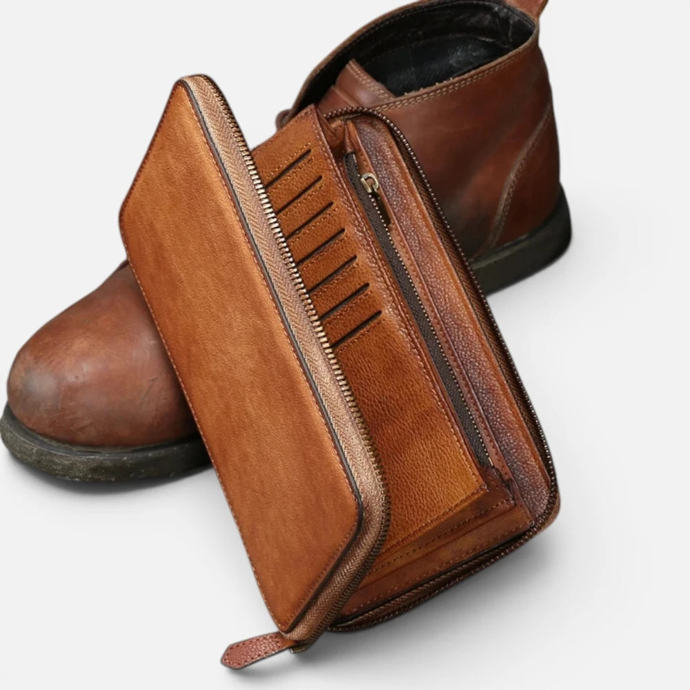 Portefeuille Chéquier En Cuir Vintage