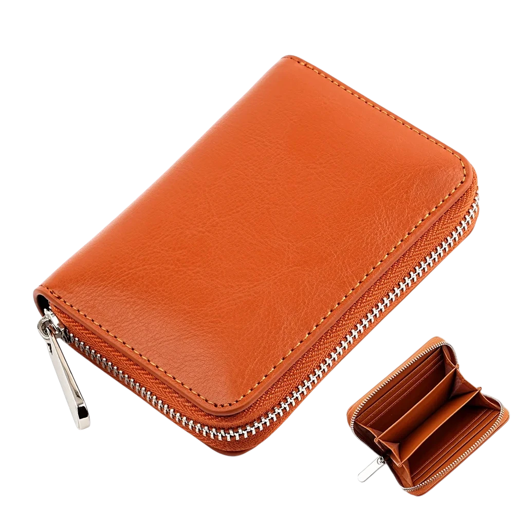 Portefeuille Court en Cuir avec Fermeture Éclair Zippée