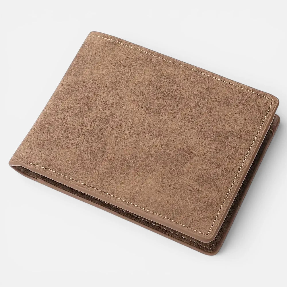 Portefeuille Homme Pliable en Cuir avec Porte-Monnaie Zippé