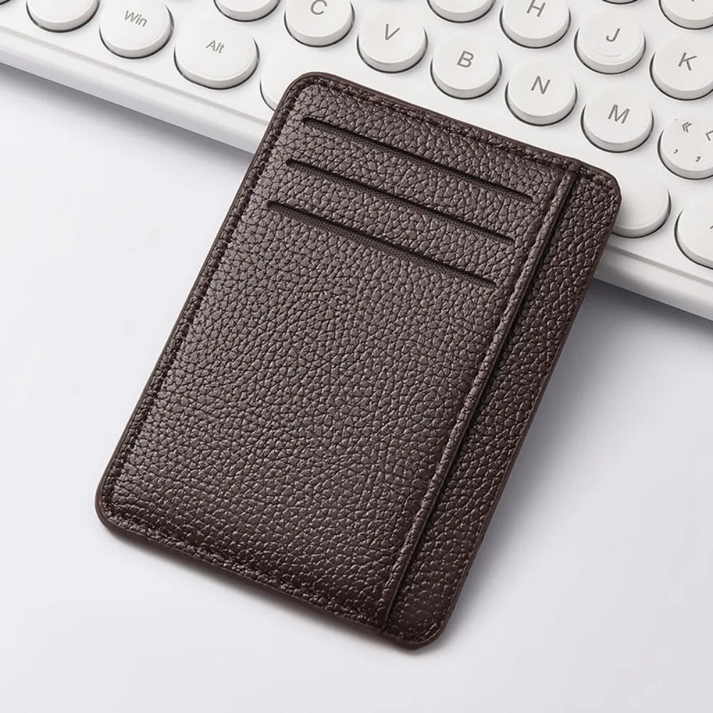 Porte-Cartes Ultra-Fin Anti-RFID en Cuir Grainé