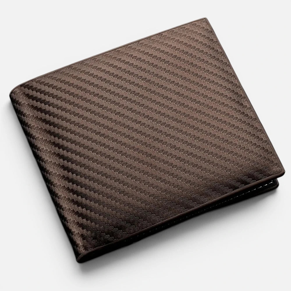Portefeuille Homme Court en Fibre de Carbone avec Porte-Monnaie Zippé