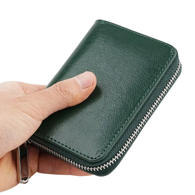 Portefeuille Court en Cuir avec Fermeture Éclair Zippée