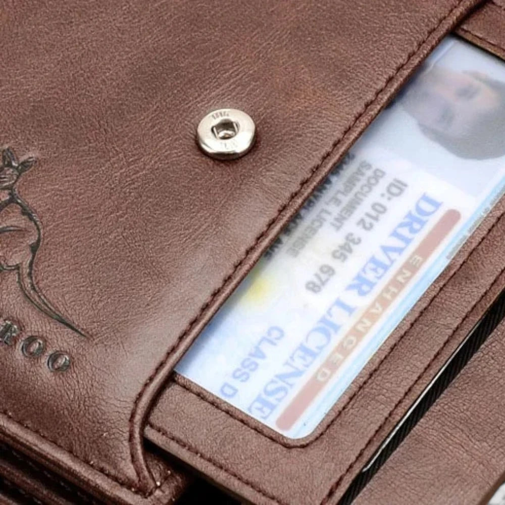 Portefeuille Homme Anti-RFID en Cuir Vintage avec Fermeture Éclair