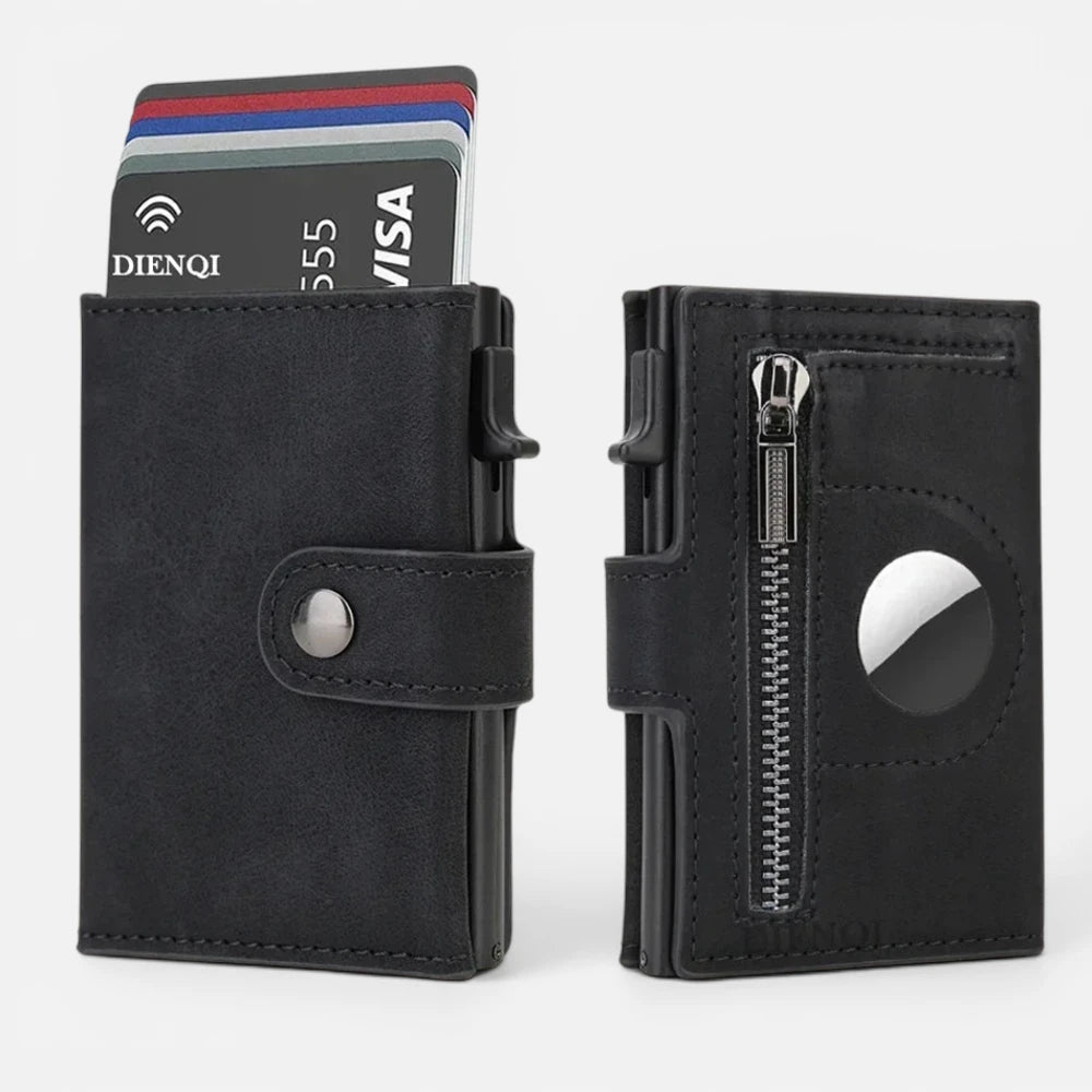 Porte-Cartes Éjectable avec Emplacement AirTag et Anti-RFID