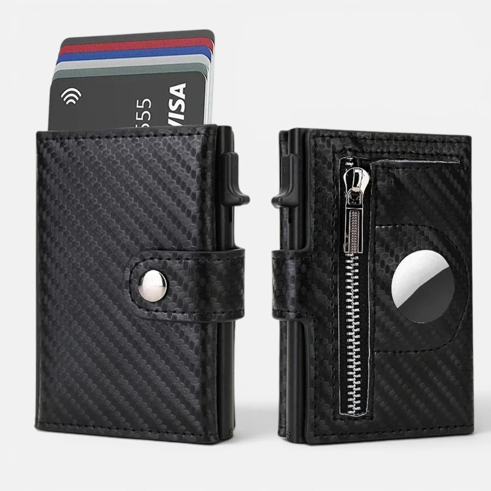 Porte-Cartes Éjectable avec Emplacement AirTag et Anti-RFID