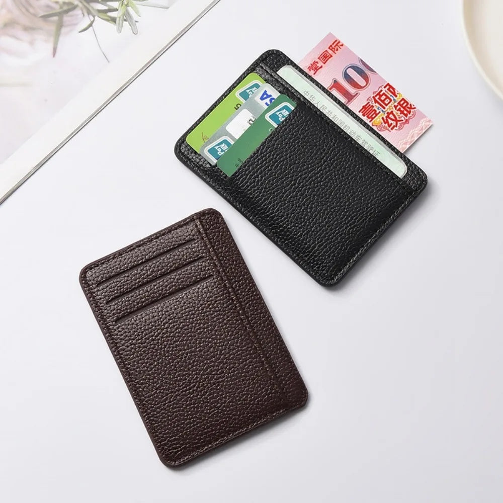 Porte-Cartes Ultra-Fin Anti-RFID en Cuir Grainé