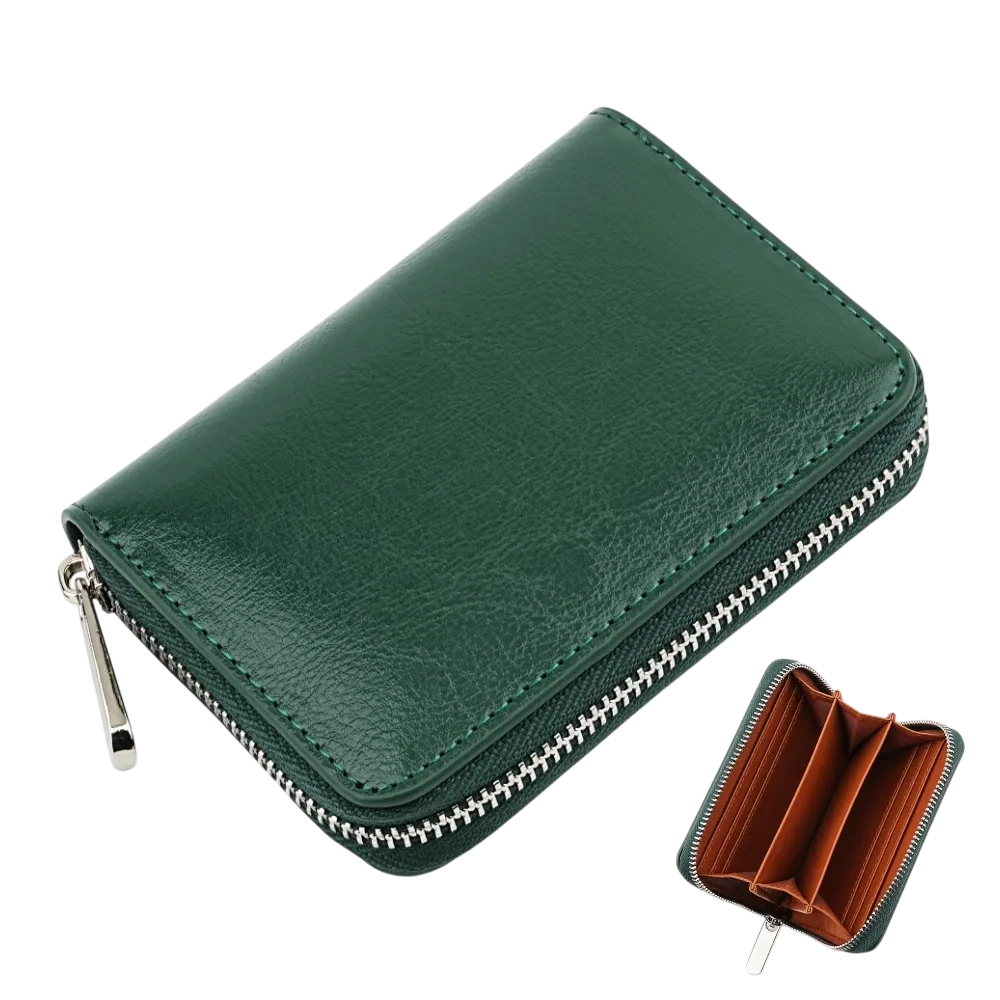 Portefeuille Court en Cuir avec Fermeture Éclair Zippée