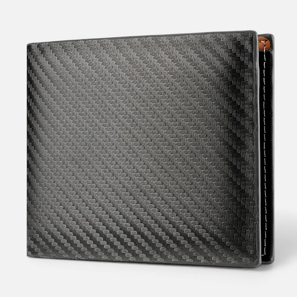 Portefeuille Homme Court en Fibre de Carbone avec Porte-Monnaie Zippé