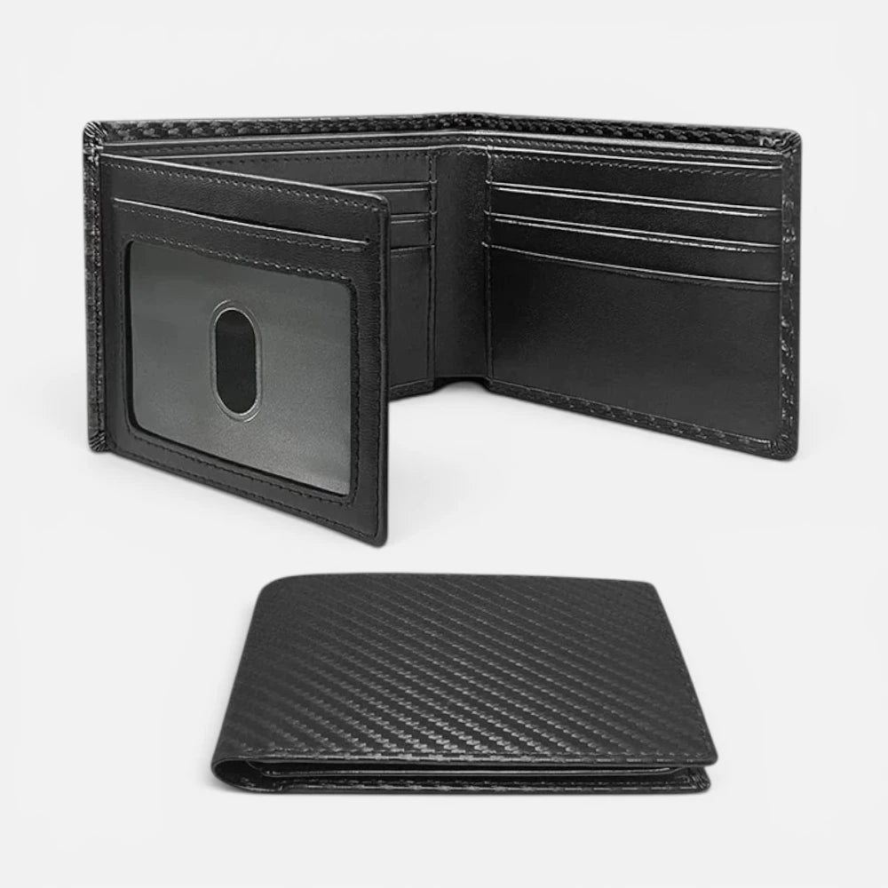 Portefeuille Homme Anti-RFID en Fibre de Carbone à 3 Volets