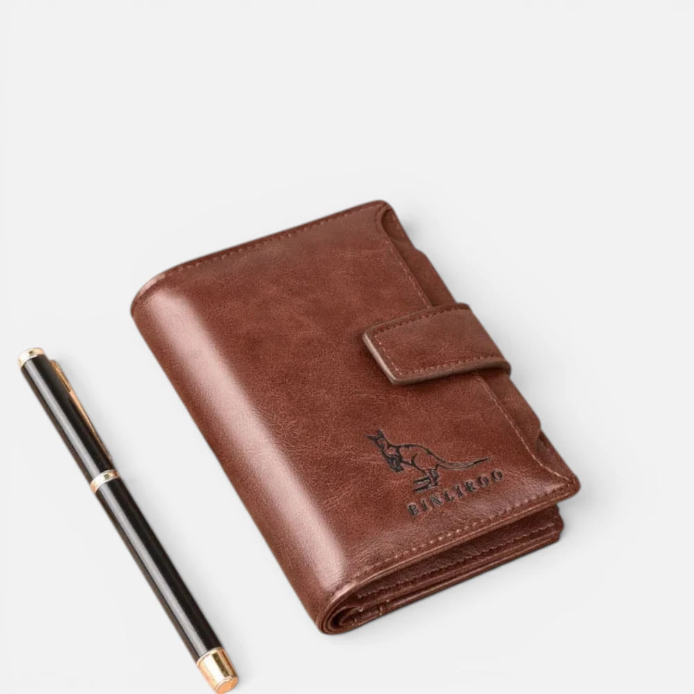 Portefeuille Homme Anti-RFID en Cuir Vintage avec Fermeture Éclair