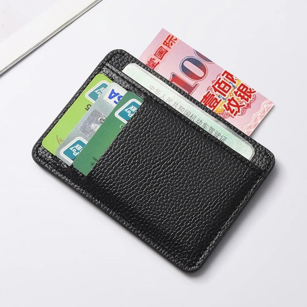 Porte-Cartes Ultra-Fin Anti-RFID en Cuir Grainé