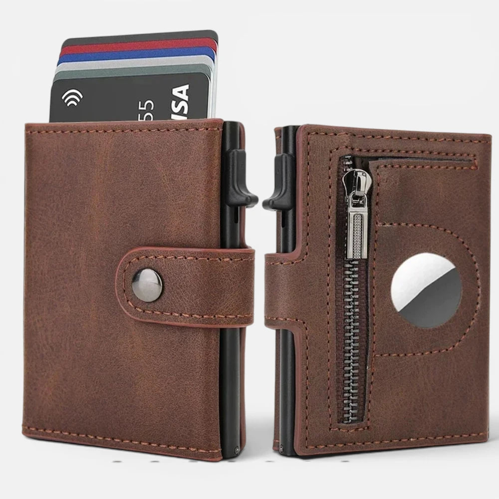 Porte-Cartes Éjectable avec Emplacement AirTag et Anti-RFID