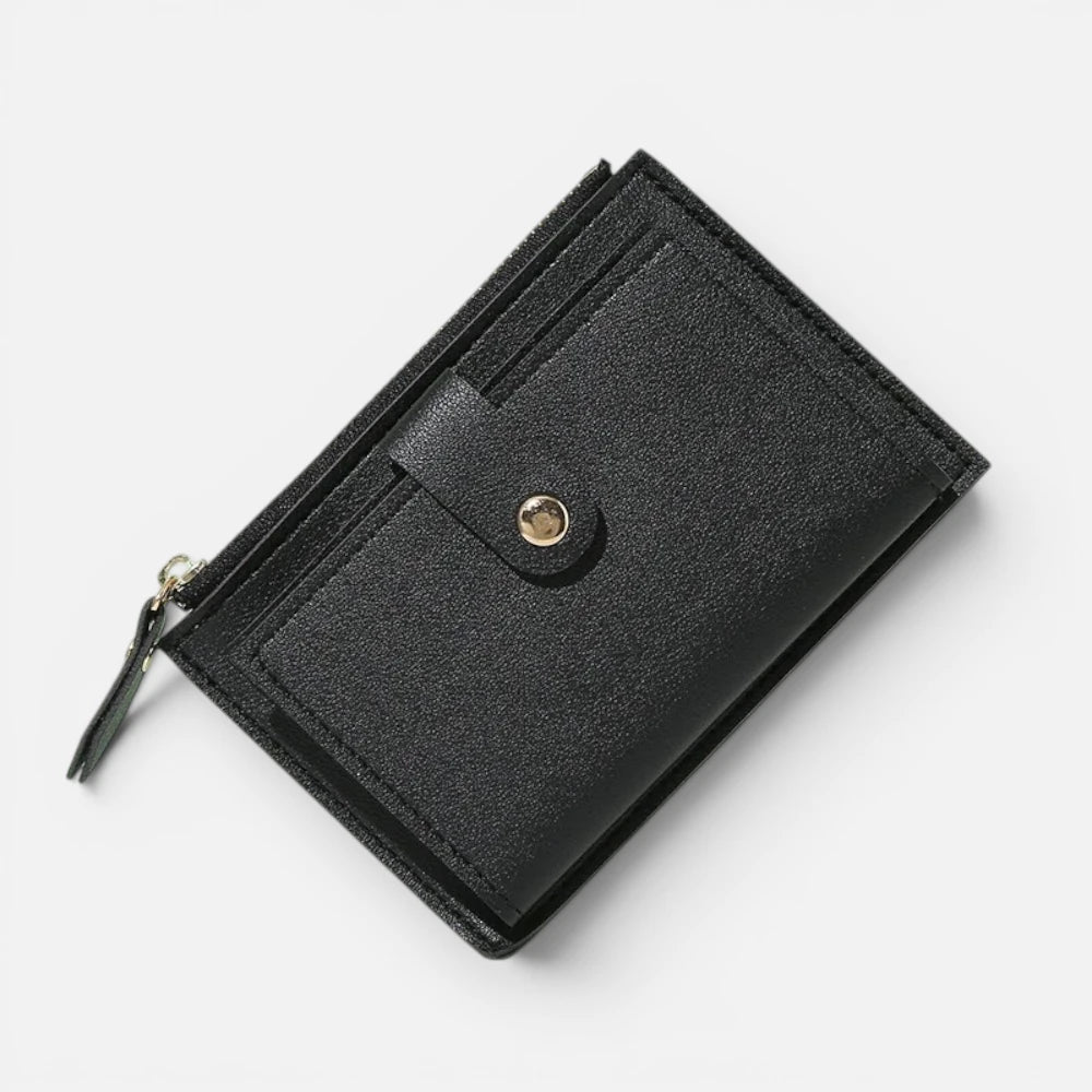 Petit Portefeuille Femme Compact en Cuir  avec Porte-Monnaie Zippé