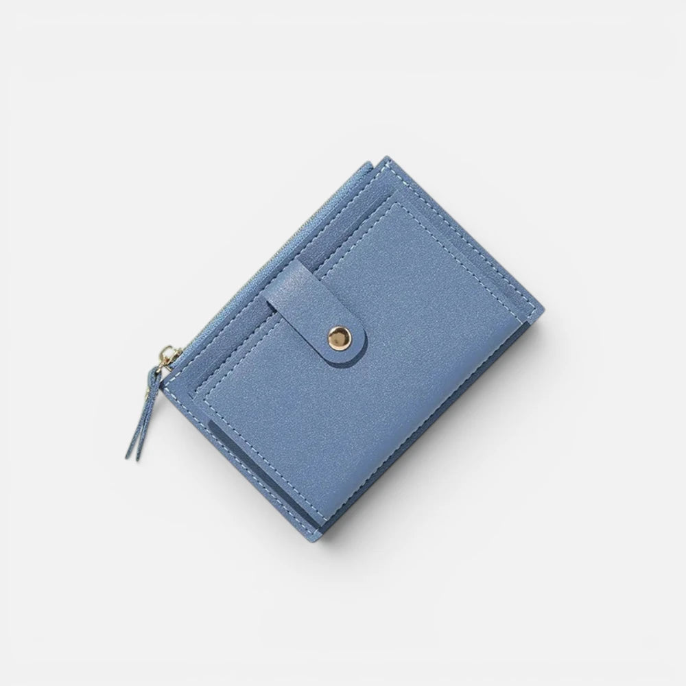 Petit Portefeuille Femme Compact en Cuir  avec Porte-Monnaie Zippé