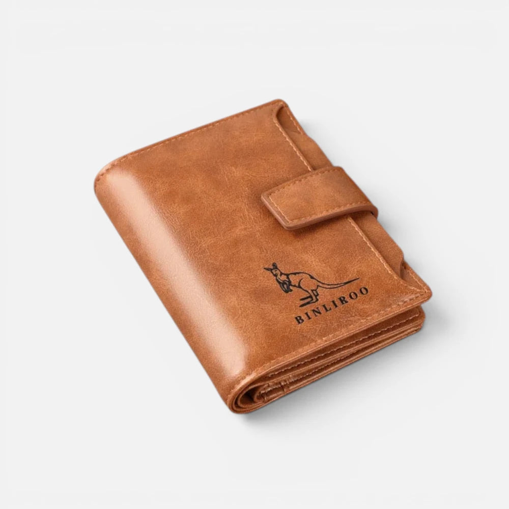 Portefeuille Homme Anti-RFID en Cuir Vintage avec Fermeture Éclair