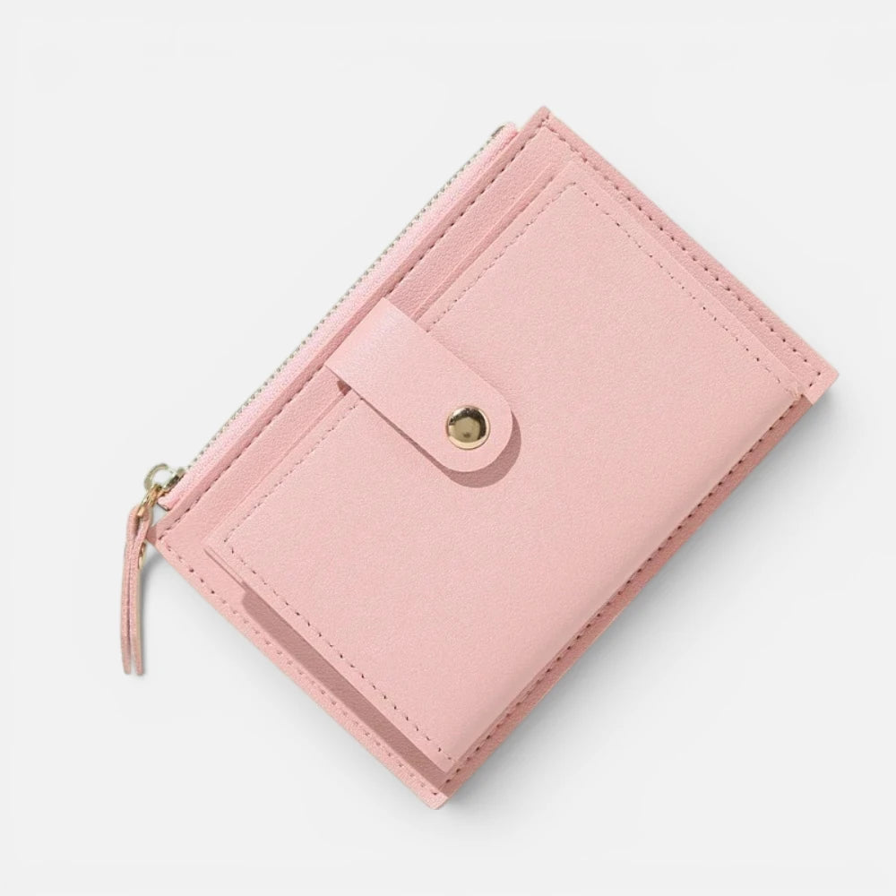 Petit Portefeuille Femme Compact en Cuir  avec Porte-Monnaie Zippé