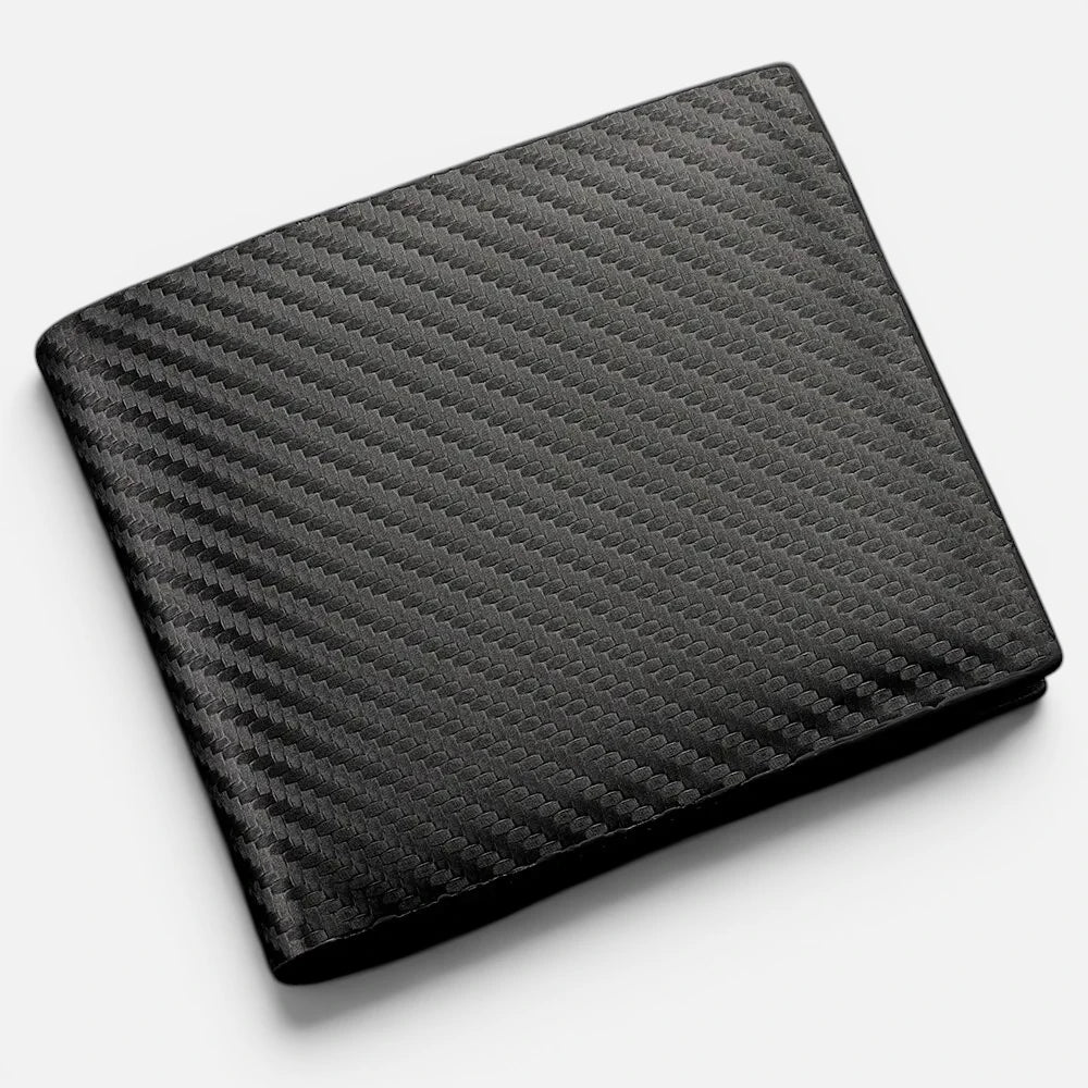 Portefeuille Homme Court en Fibre de Carbone avec Porte-Monnaie Zippé