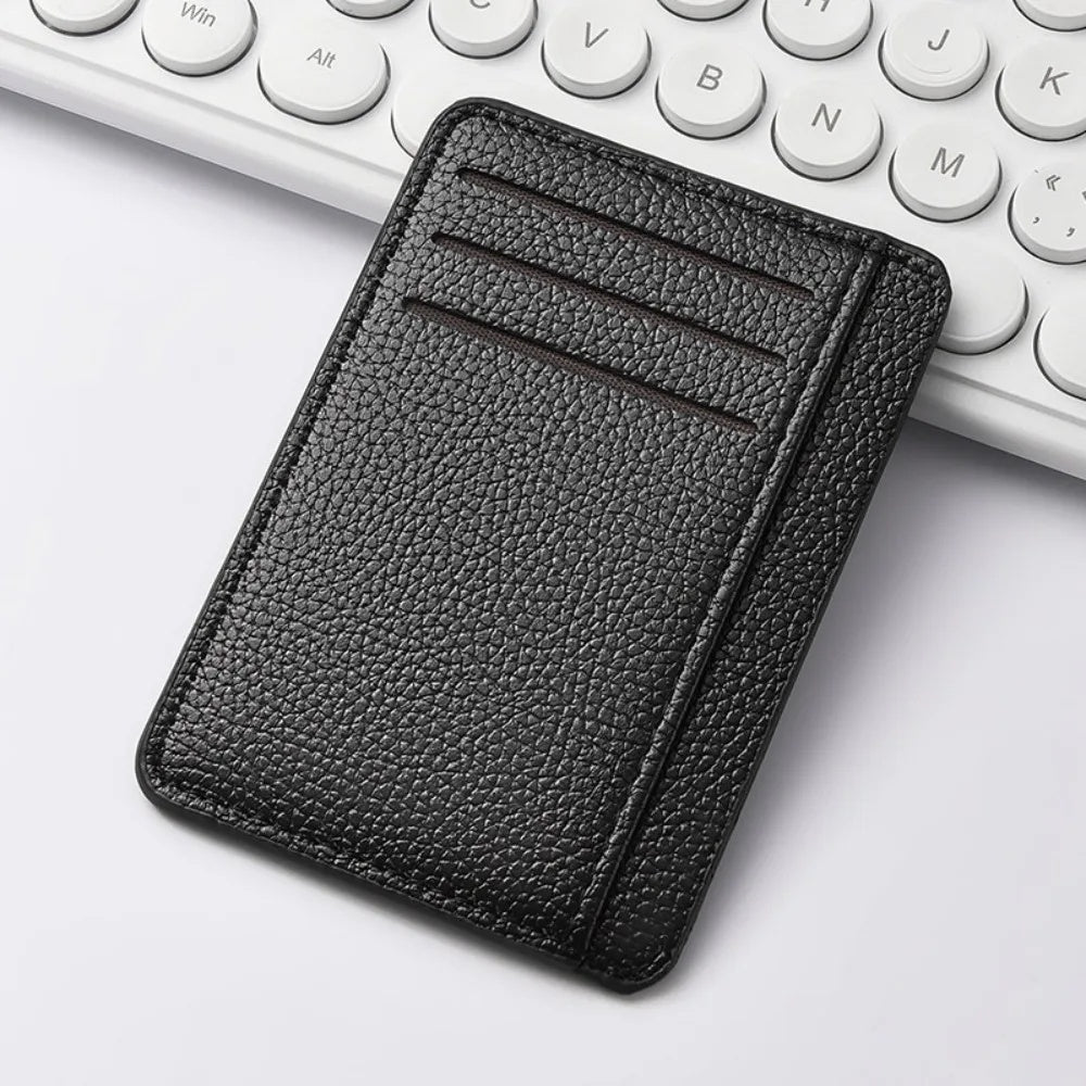 Porte-Cartes Ultra-Fin Anti-RFID en Cuir Grainé