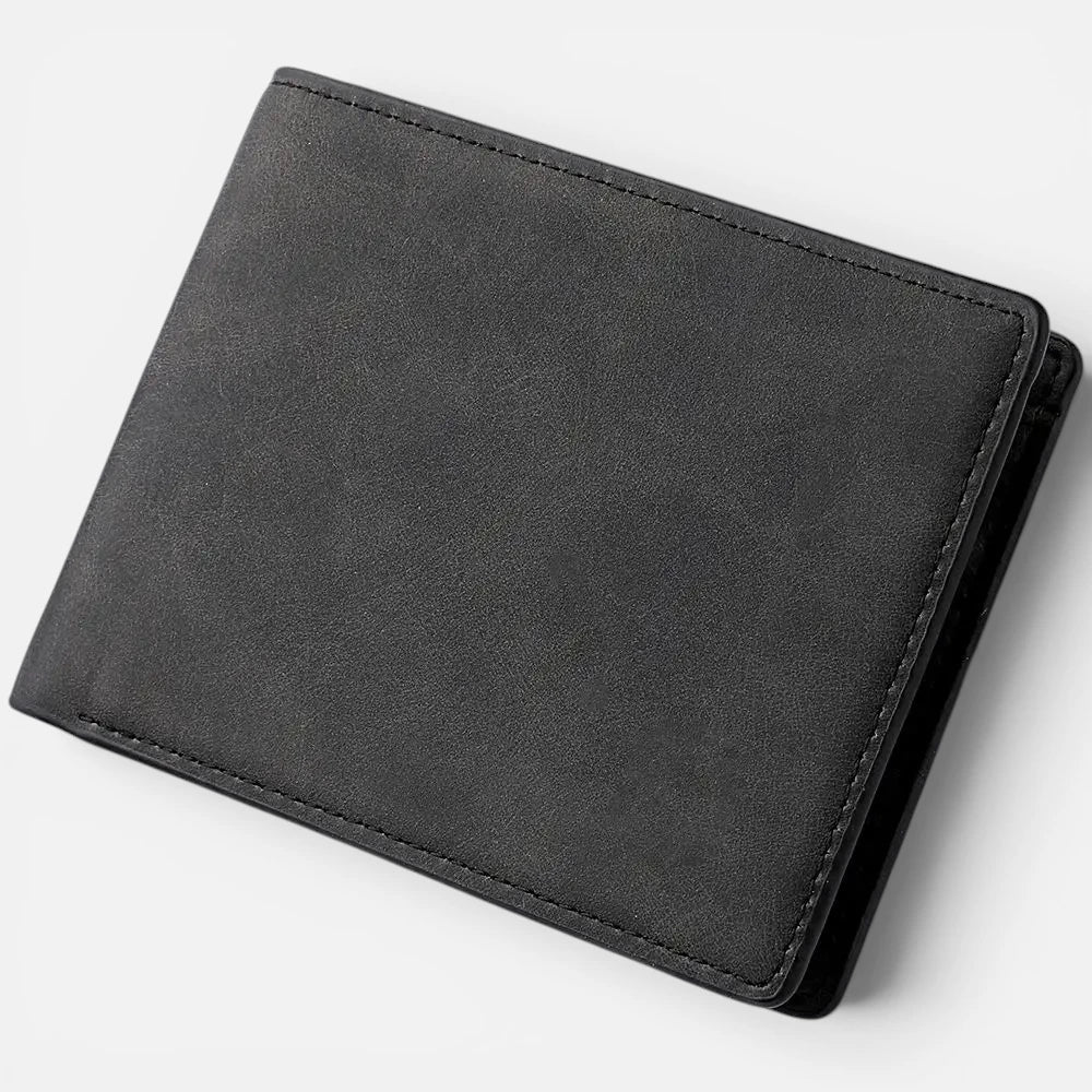 Portefeuille Homme Pliable en Cuir avec Porte-Monnaie Zippé
