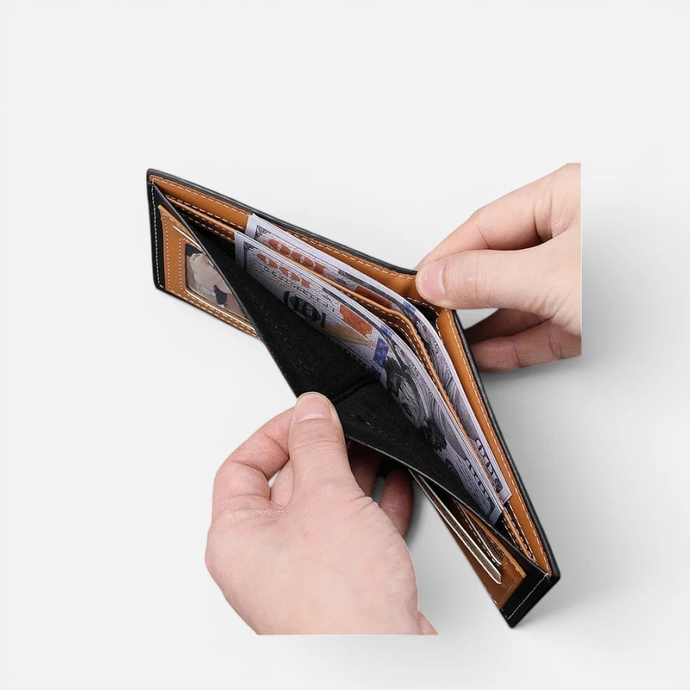 Portefeuille Homme Court en Fibre de Carbone avec Porte-Monnaie Zippé
